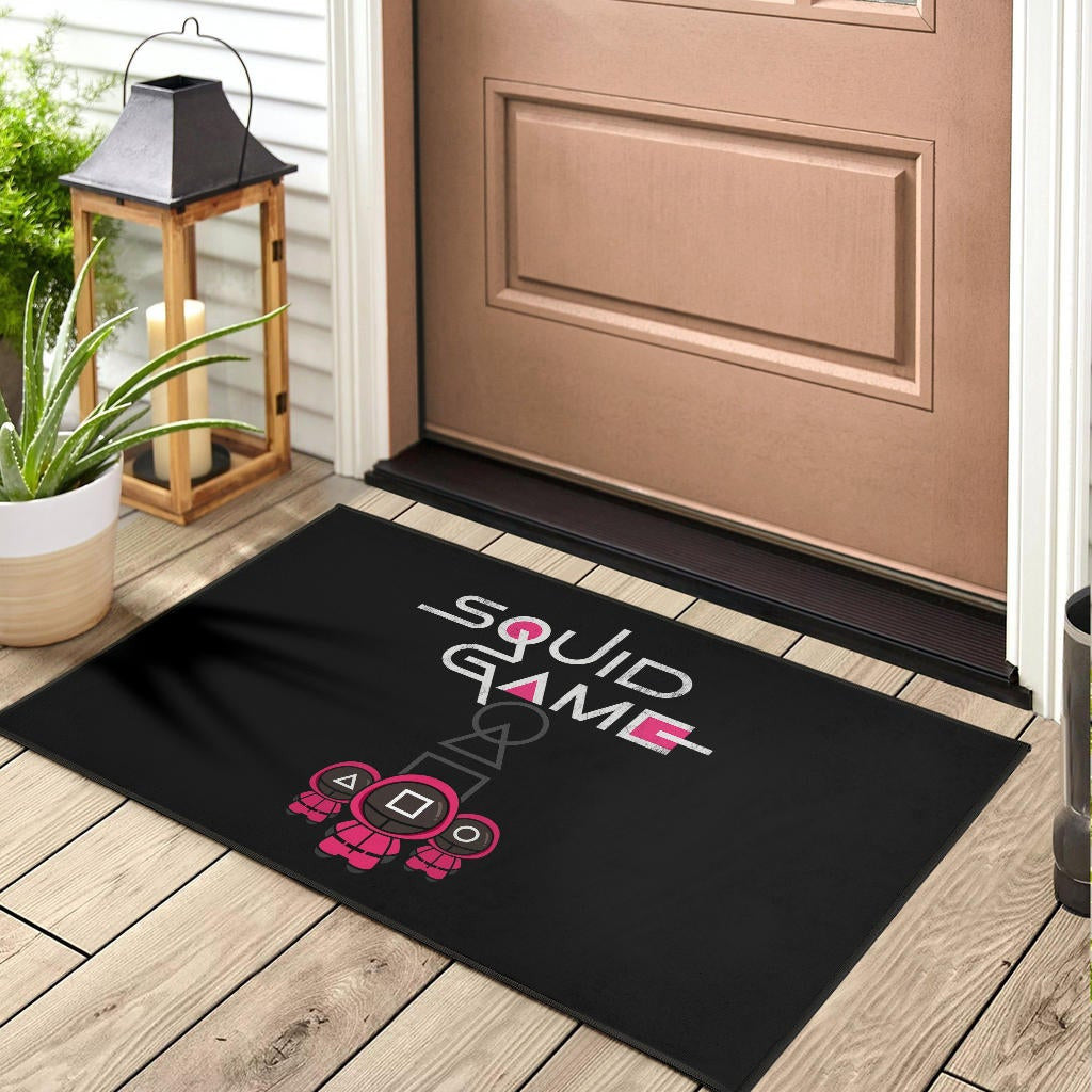Squid Game Movie Door Mat Cute Chibi Squid Workers Round Square Triangle Door Mat Home Decor