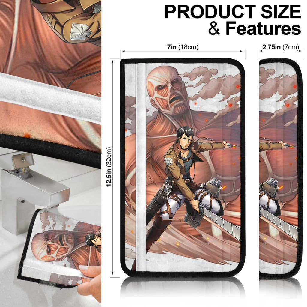 Attack On Titan Anime Seat Belt Covers AOT Bertholdt Hoover Titan Transforming Wings Of Freedom Belt Covers