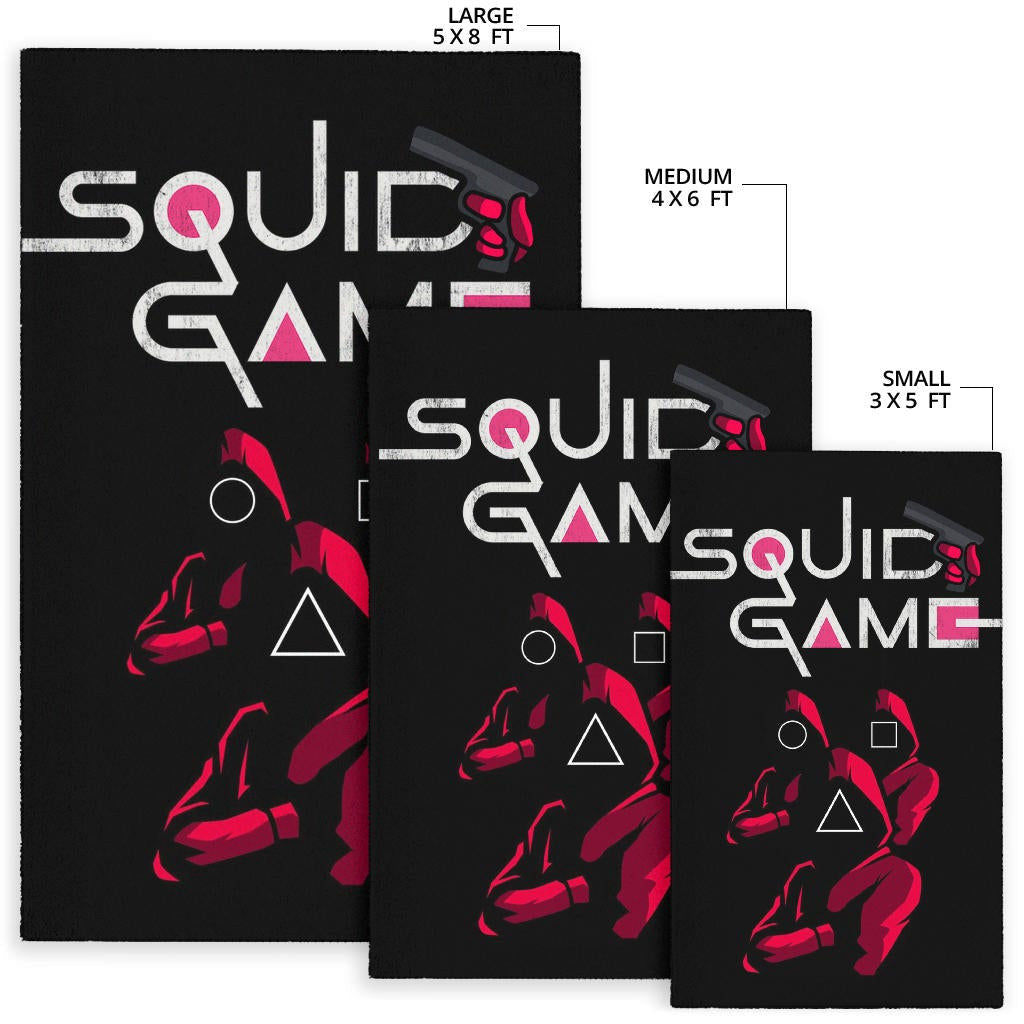Squid Game Movie Area Rug Red Squid Worker Round Square Triangle Symbol Rugs Home Decor