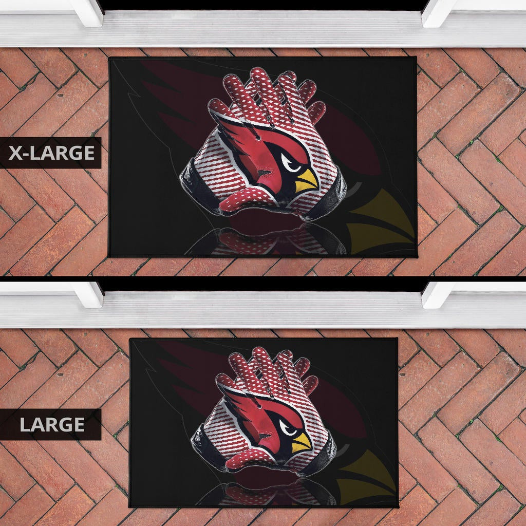 American Football Team Door Mat - Arizona Cardinals Head Artwork On Gloves Door Mat Home Decor