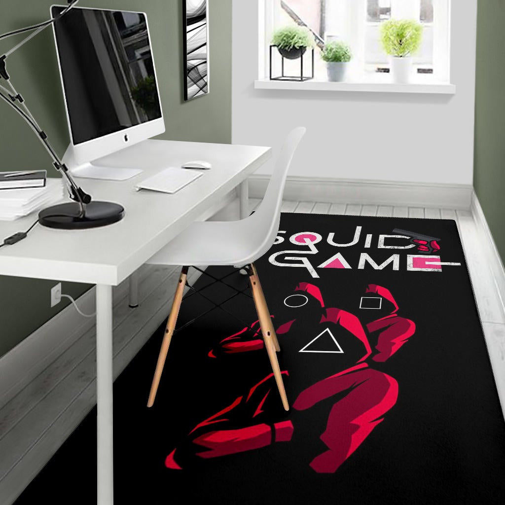 Squid Game Movie Area Rug Red Squid Worker Round Square Triangle Symbol Rugs Home Decor