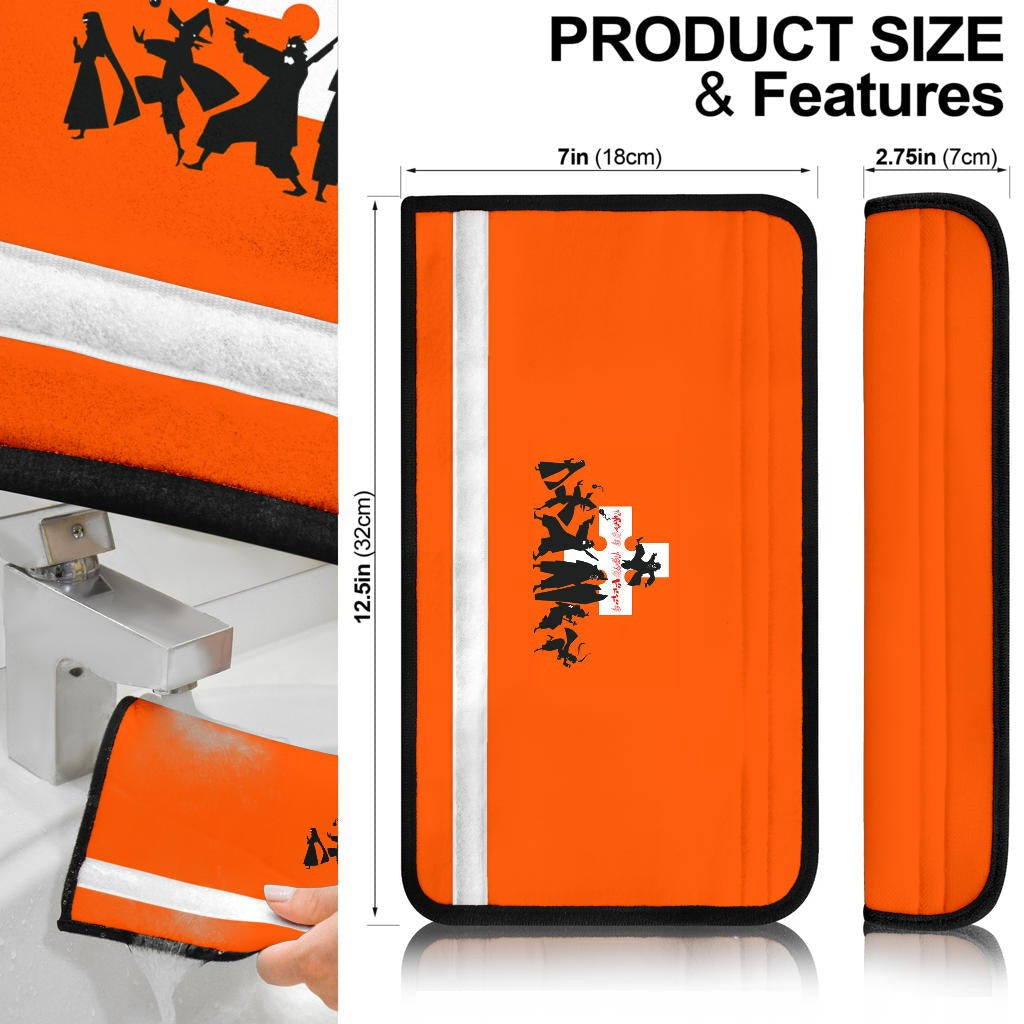 Fire Force Anime Seat Belt Covers Characters Silhouette Fighting Orange Yellow Text Belt Covers