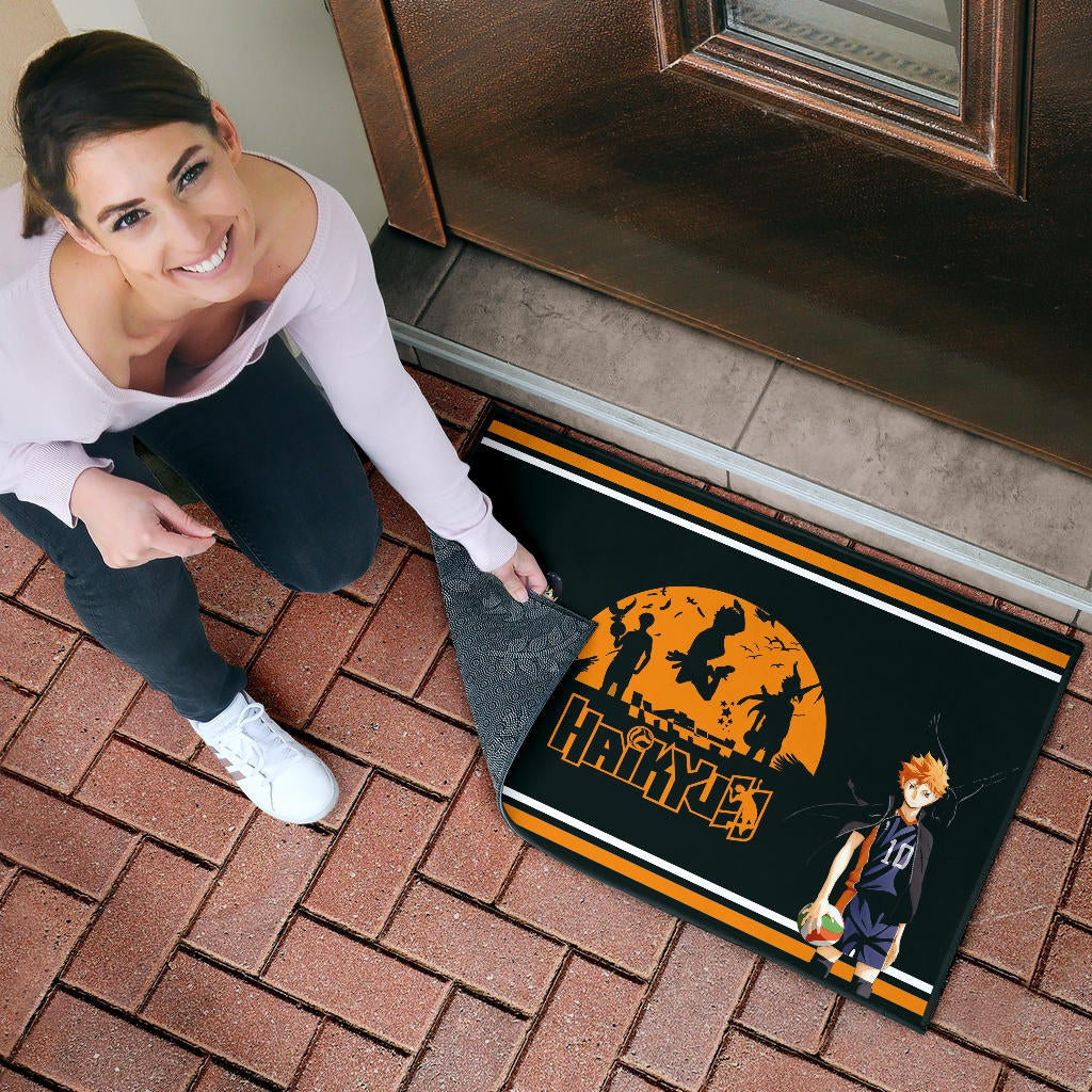 Haikyuu Anime Door Mat - Hinata Shoyo And Kageyama Play Volleyball Silhouette Door Mat