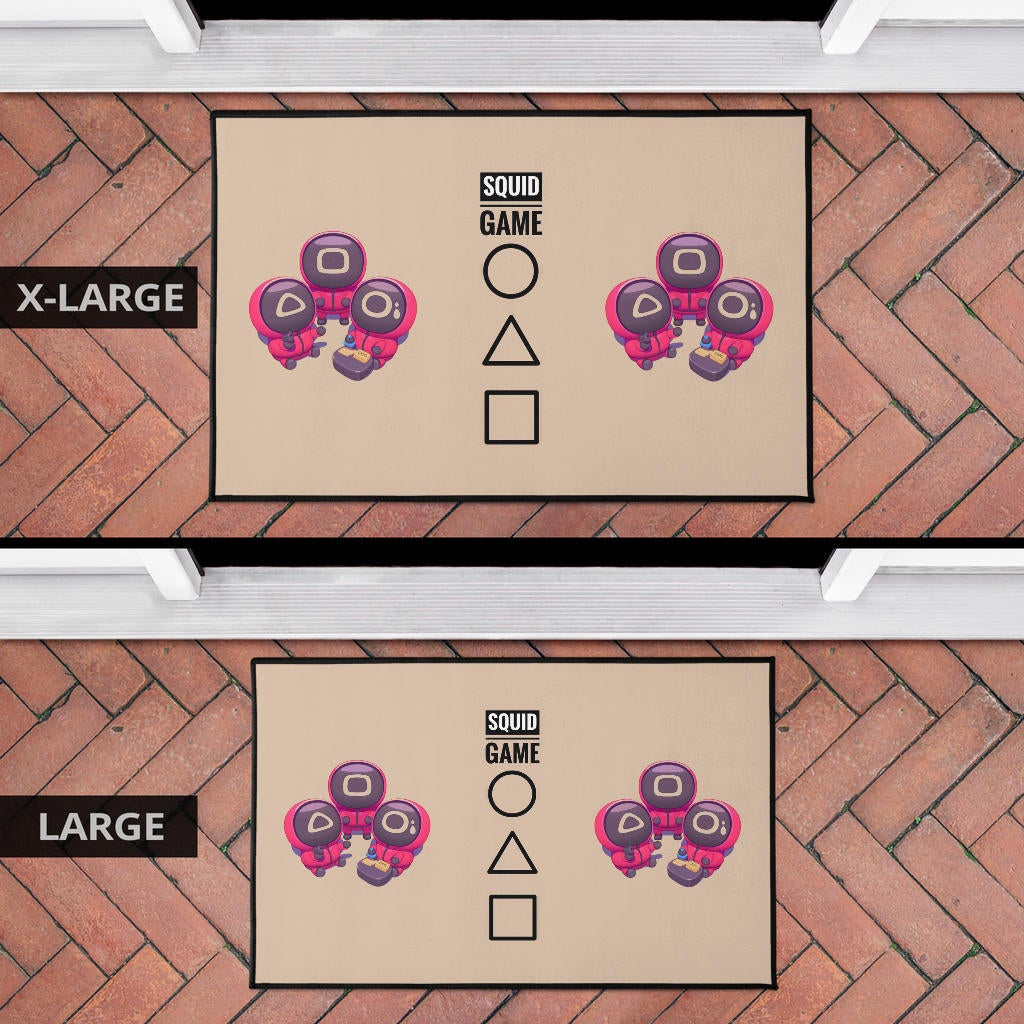 Squid Game Movie Door Mat Cute Chibi Round Triangle Square Worker Making Contact Card Door Mat Home Decor