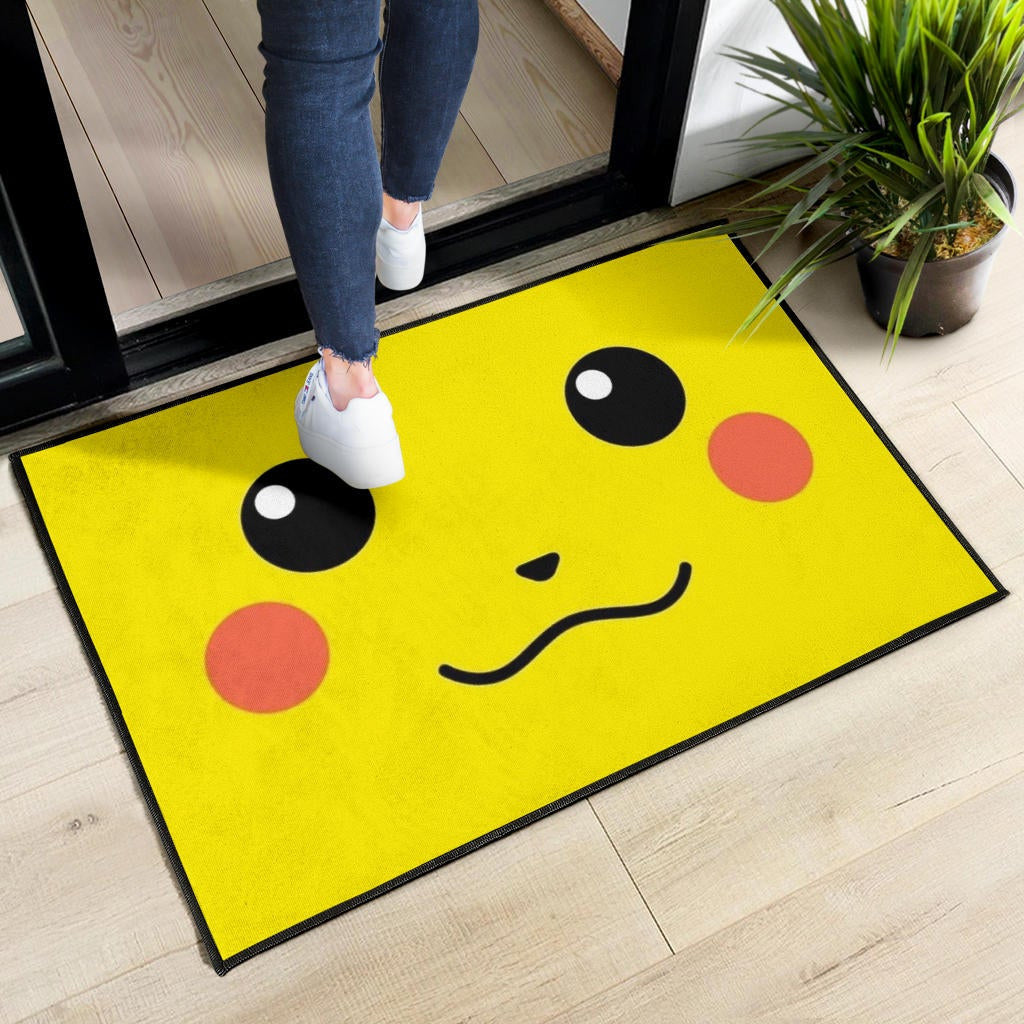 Pokemon Anime Door Mat - Cute Minimalist Pikachu Yellow Face Door Mat Home Decor