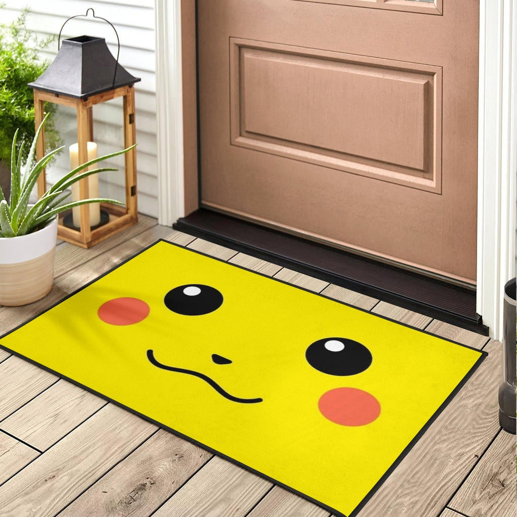 Pokemon Anime Door Mat - Cute Minimalist Pikachu Yellow Face Door Mat Home Decor