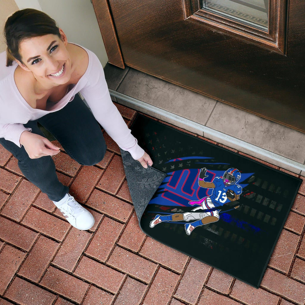 New York Giants American Football Team Door Mat Player 13 Protecting Rugby Ball On Claw Scratches Door Mat Home Decor