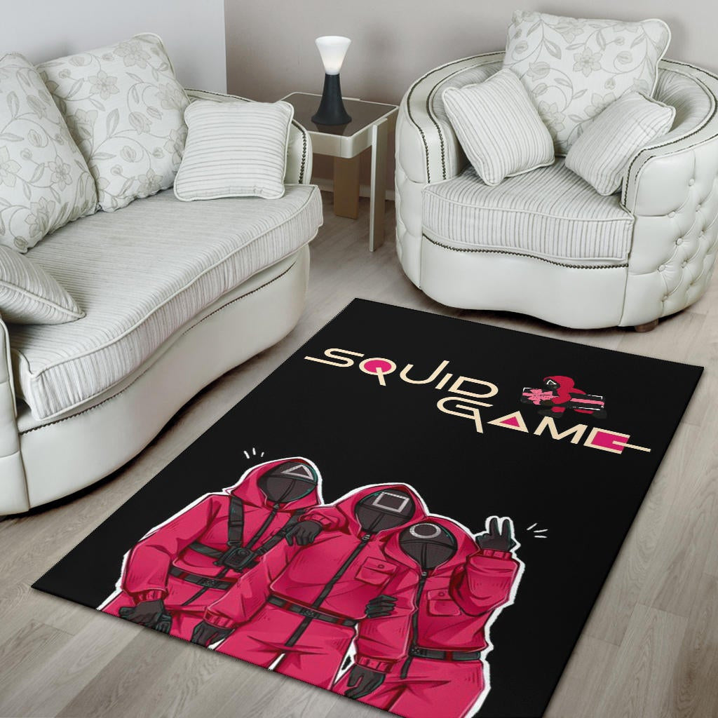 Squid Game Movie Area Rug Funny Squid Workers Surprising Pose Rugs Home Decor