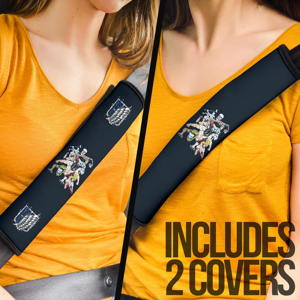 Attack On Titan Anime Seat Belt Covers - Titan Transformers Wings Of Freedom Symbol Belt Covers