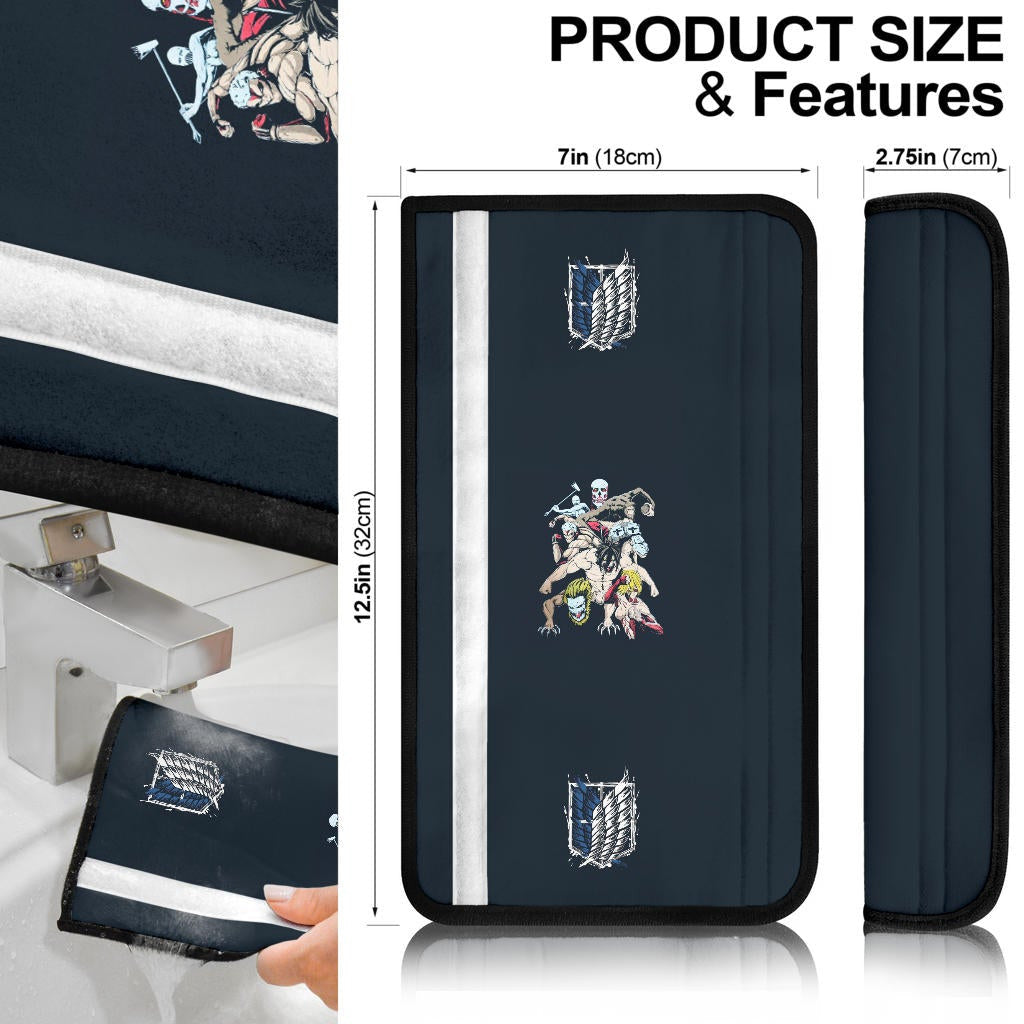 Attack On Titan Anime Seat Belt Covers - Titan Transformers Wings Of Freedom Symbol Belt Covers
