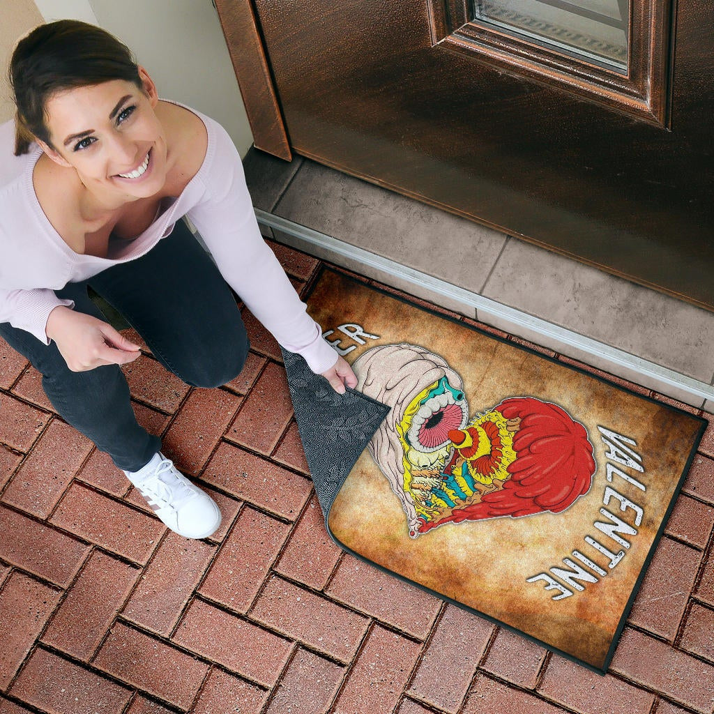 Valentine Door Mat - Horror Two Half Hearts Combine Together Door Mat Home Decor
