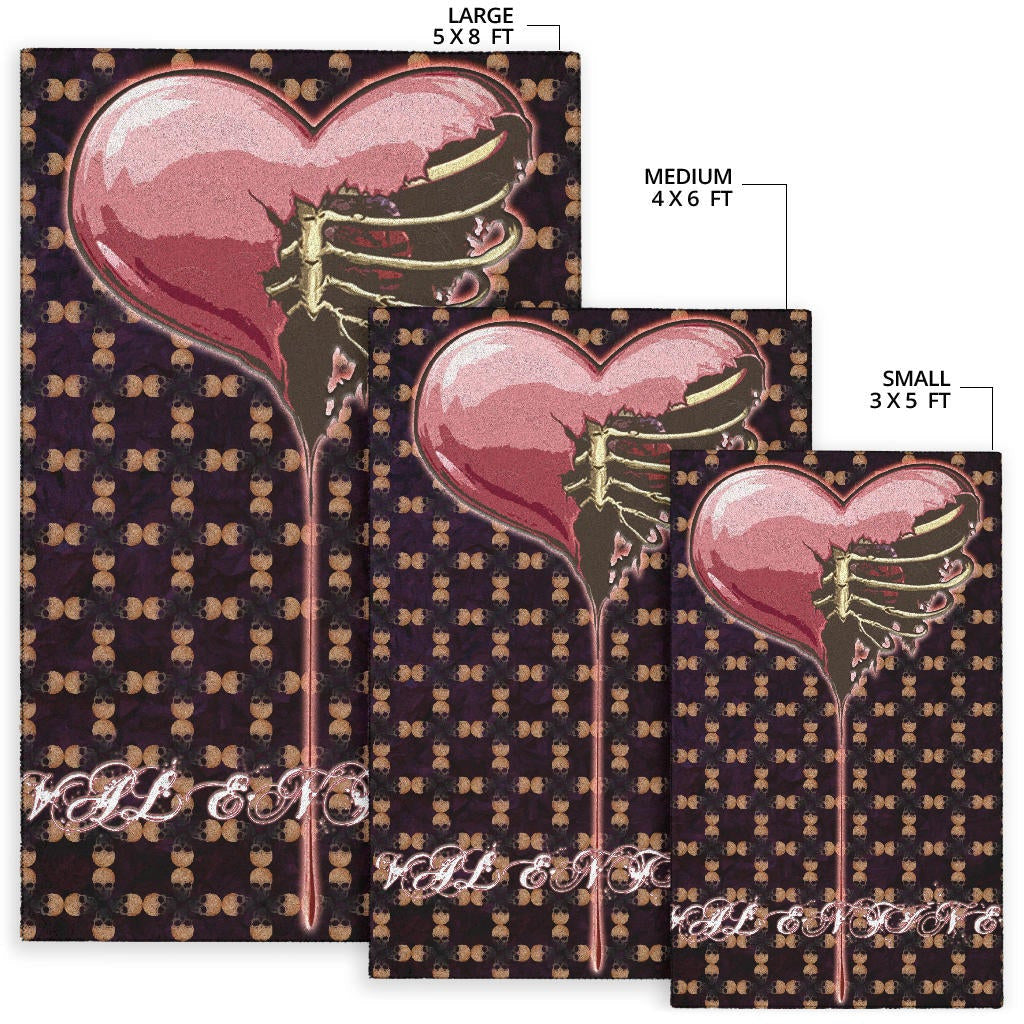 Valentine Area Rug - Skeleton Chest In Pink Heart Skull Patterns Rugs Home Decor