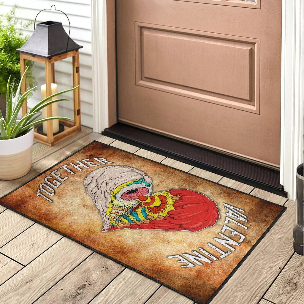Valentine Door Mat - Horror Two Half Hearts Combine Together Door Mat Home Decor