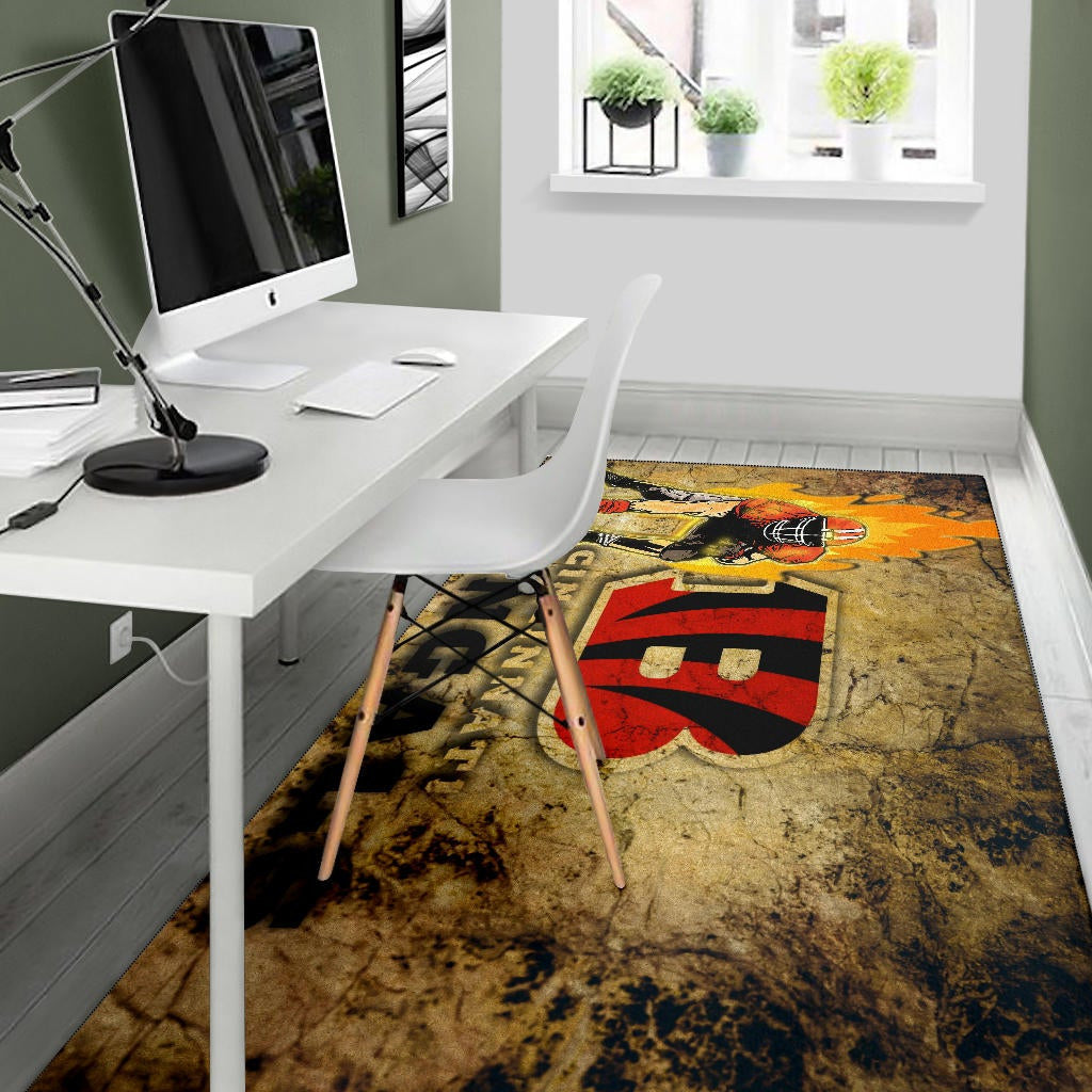 Cincinnati Bengals American Football Team Area Rug Bengals Ready For Flaming Battle Rugs Home Decor
