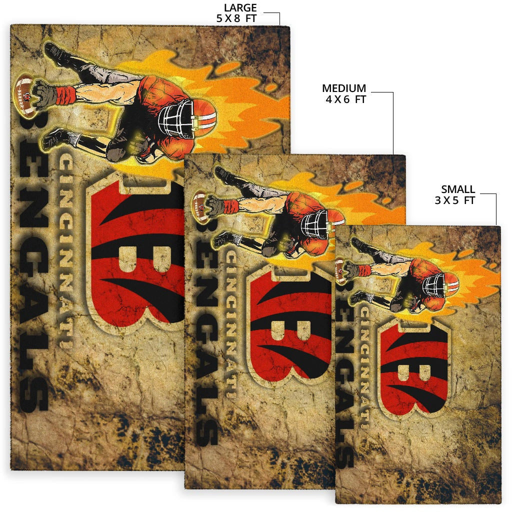 Cincinnati Bengals American Football Team Area Rug Bengals Ready For Flaming Battle Rugs Home Decor