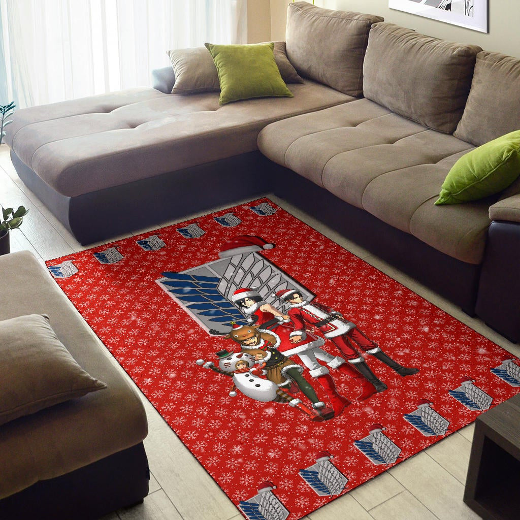 Attack On Titan Anime Area Rug - AOT Merry Christmas Outfit Wings Patterns Rugs Home Decor