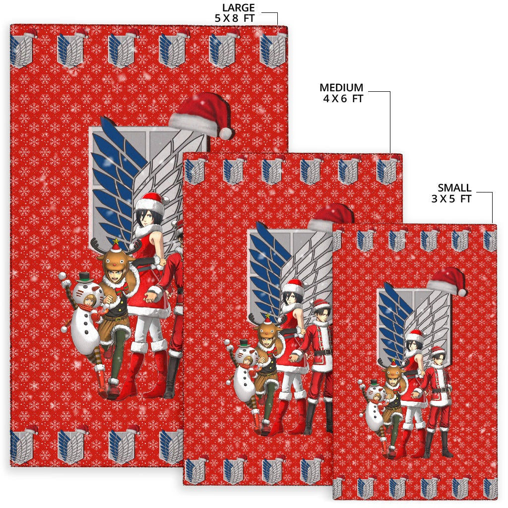 Attack On Titan Anime Area Rug - AOT Merry Christmas Outfit Wings Patterns Rugs Home Decor