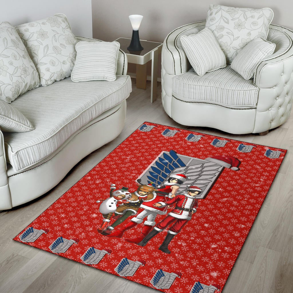 Attack On Titan Anime Area Rug - AOT Merry Christmas Outfit Wings Patterns Rugs Home Decor