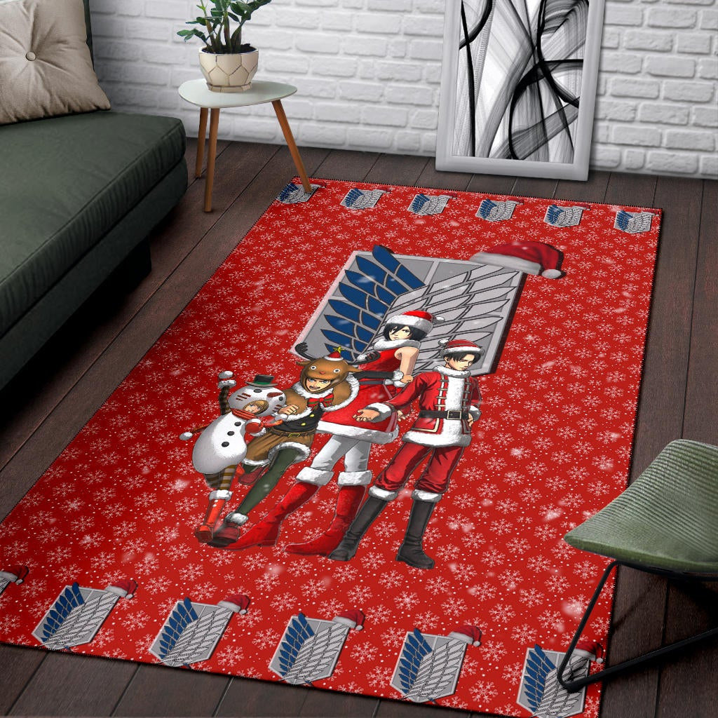 Attack On Titan Anime Area Rug - AOT Merry Christmas Outfit Wings Patterns Rugs Home Decor