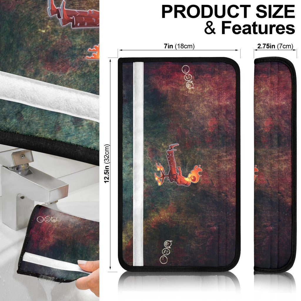 Skull Seat Belt Covers - Skeleton With Fire Head On Chair Valentine Text Candle Belt Covers