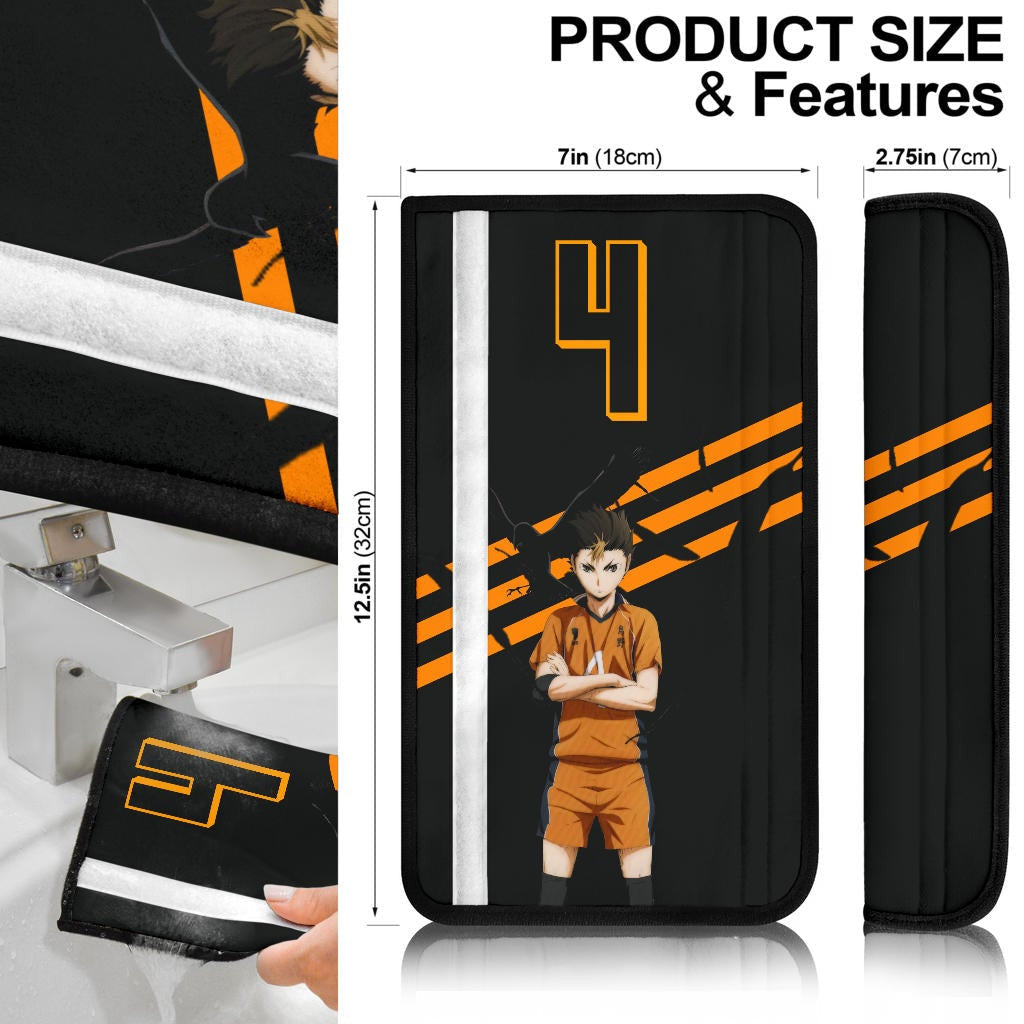 Haikyuu Anime Seat Belt Covers - Yu Nishinoya Pose Flying Crow To The Top Belt Covers