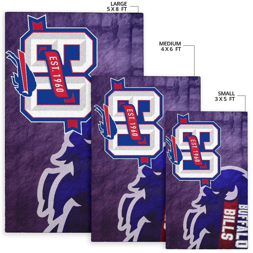 Buffalo Bills American Football Team Area Rug Blue Strongest Buffalo Fighting Est 1960 Text Rugs Home Decor