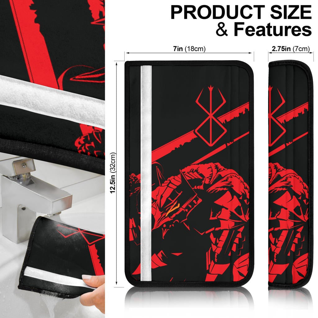 Berserk Anime Seat Belt Covers - Guts Armor Armadura Red Silhouette Belt Covers