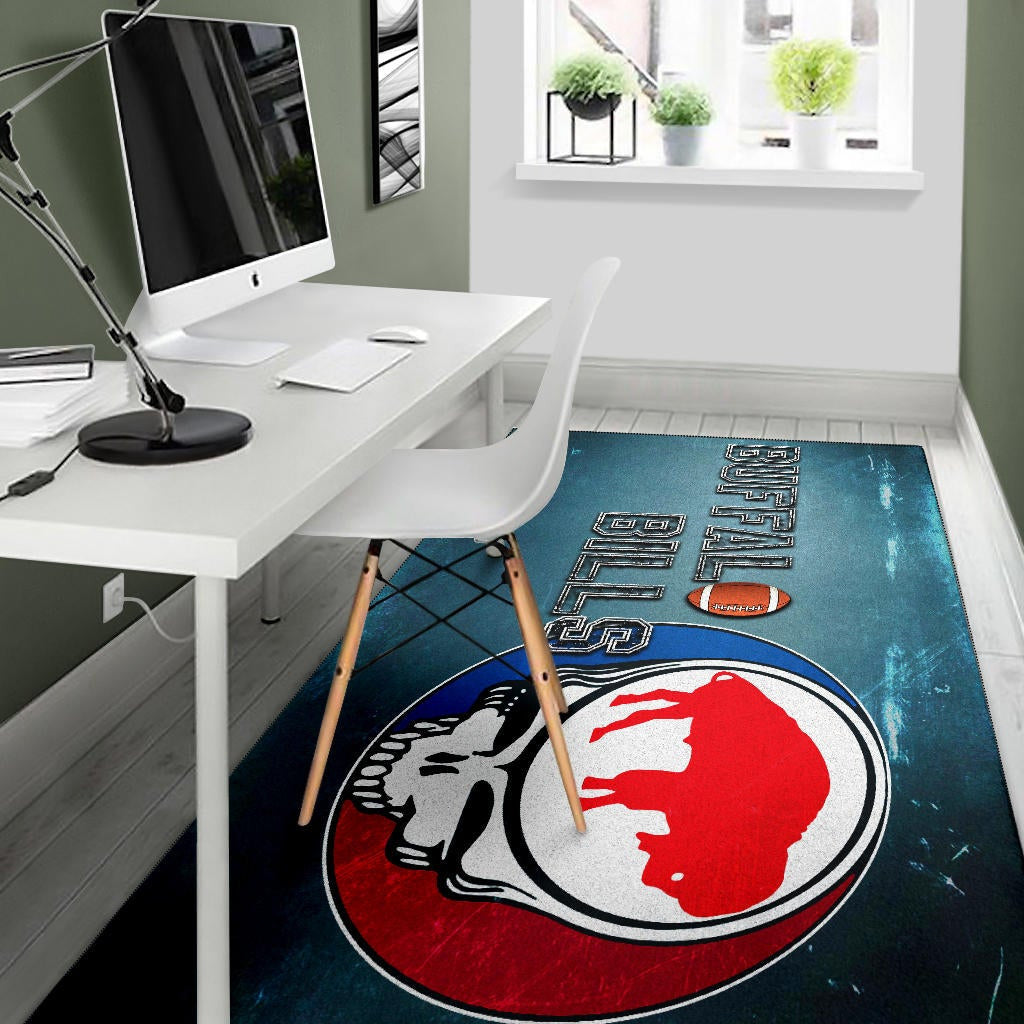Buffalo Bills American Football Team Area Rug Red Buffalo In Skull Brain Universe Scale Rugs Home Decor