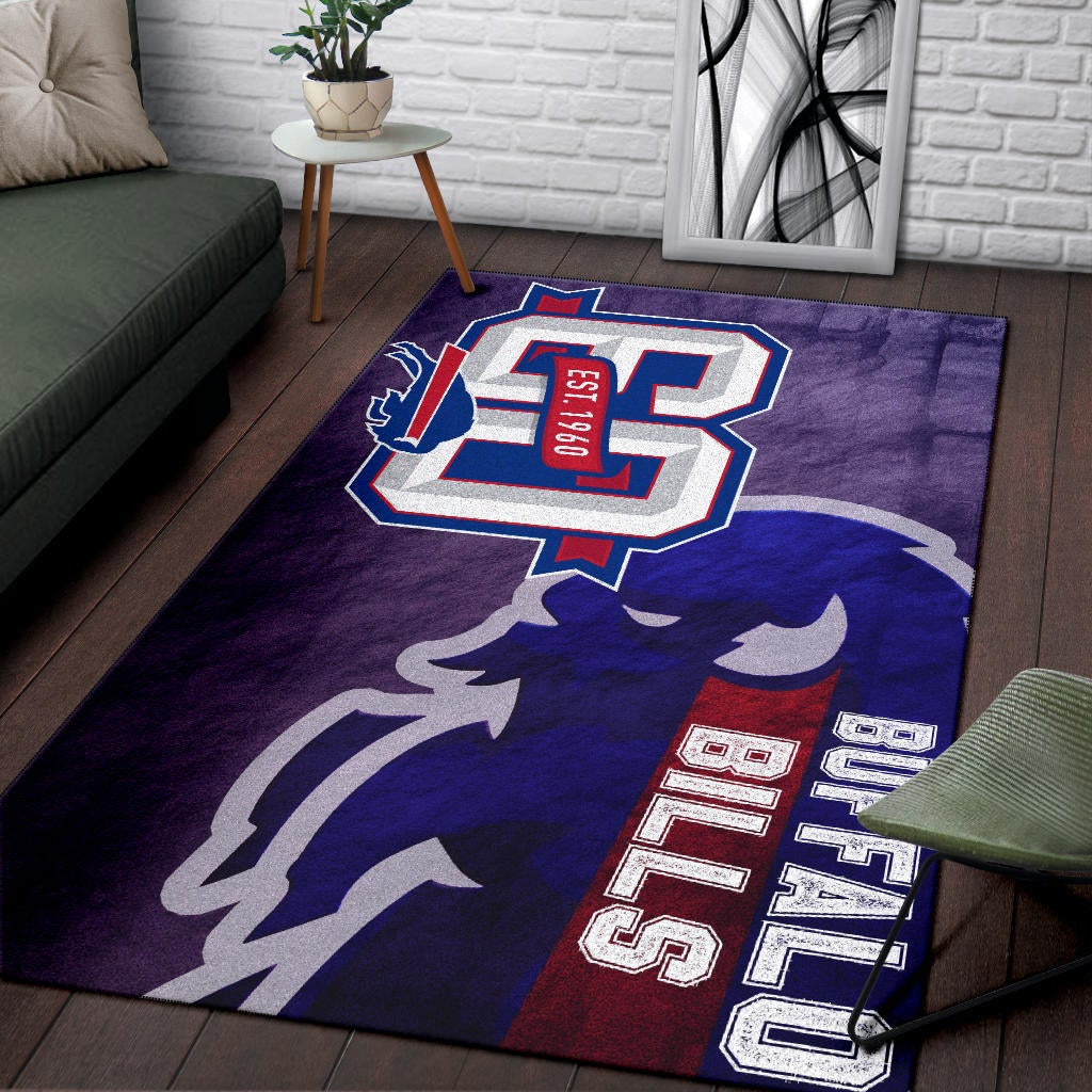 Buffalo Bills American Football Team Area Rug Blue Strongest Buffalo Fighting Est 1960 Text Rugs Home Decor