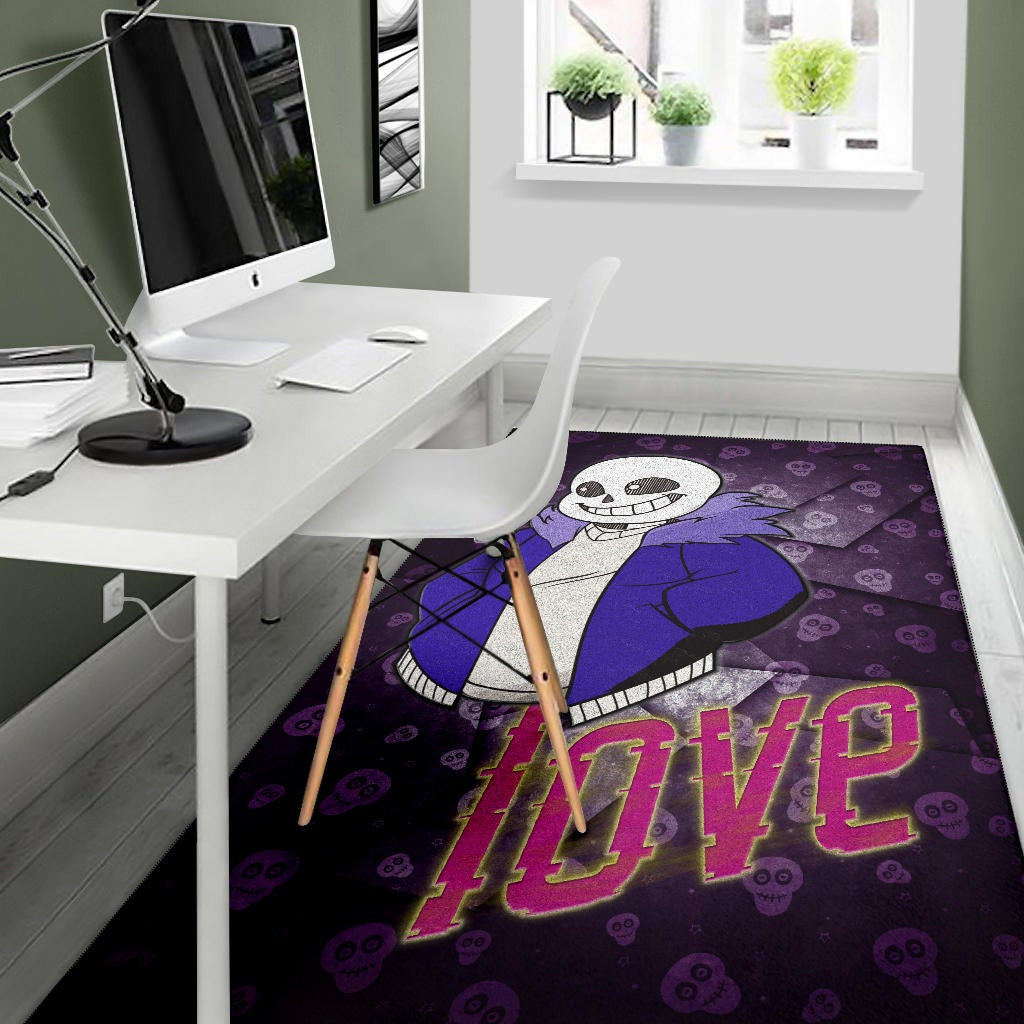 Skull Area Rug - Love Sans Wearing Blue Winter Clothes Skull Patterns Rugs Home Decor
