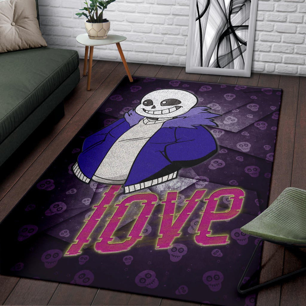 Skull Area Rug - Love Sans Wearing Blue Winter Clothes Skull Patterns Rugs Home Decor