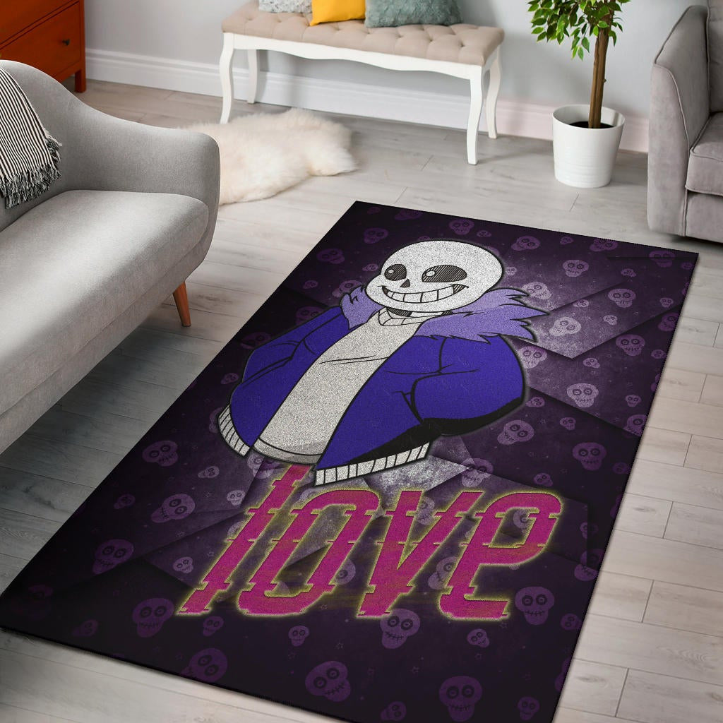 Skull Area Rug - Love Sans Wearing Blue Winter Clothes Skull Patterns Rugs Home Decor