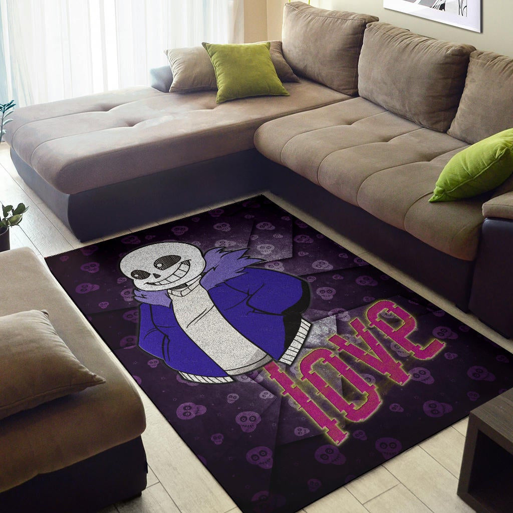 Skull Area Rug - Love Sans Wearing Blue Winter Clothes Skull Patterns Rugs Home Decor