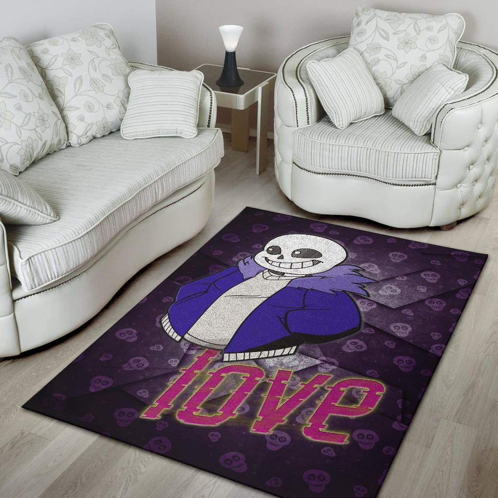 Skull Area Rug - Love Sans Wearing Blue Winter Clothes Skull Patterns Rugs Home Decor