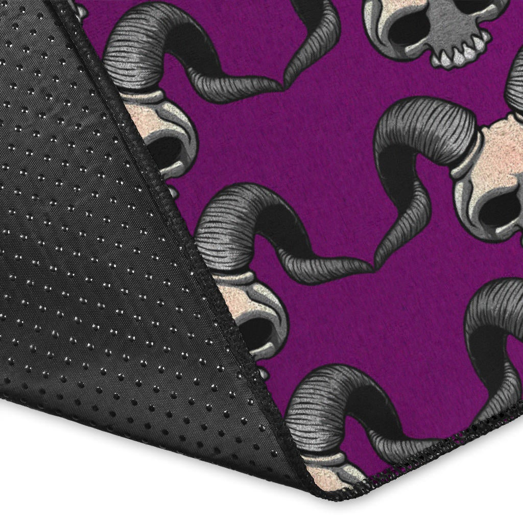 Valentine Area Rug - Chibi Skull Evil Horn Monster Patterns Purple And Black Rugs Home Decor