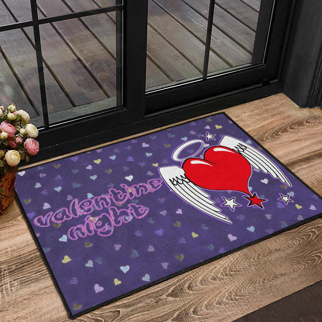 Valentine Door Mat Heart Wings With Halo Romantic Valentine Night Door Mat Home Decor NT121106