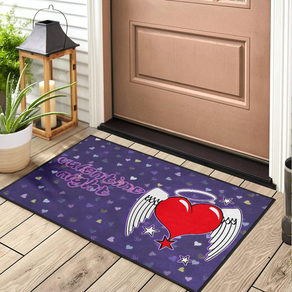 Valentine Door Mat Heart Wings With Halo Romantic Valentine Night Door Mat Home Decor NT121106