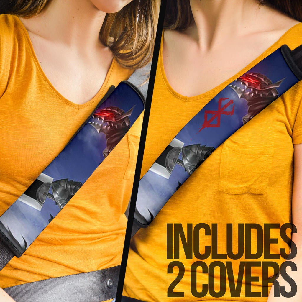 Berserk Anime Seat Belt Covers - Lonely Guts Armor Look Up To Sky Sacrifice Symbol Belt Covers