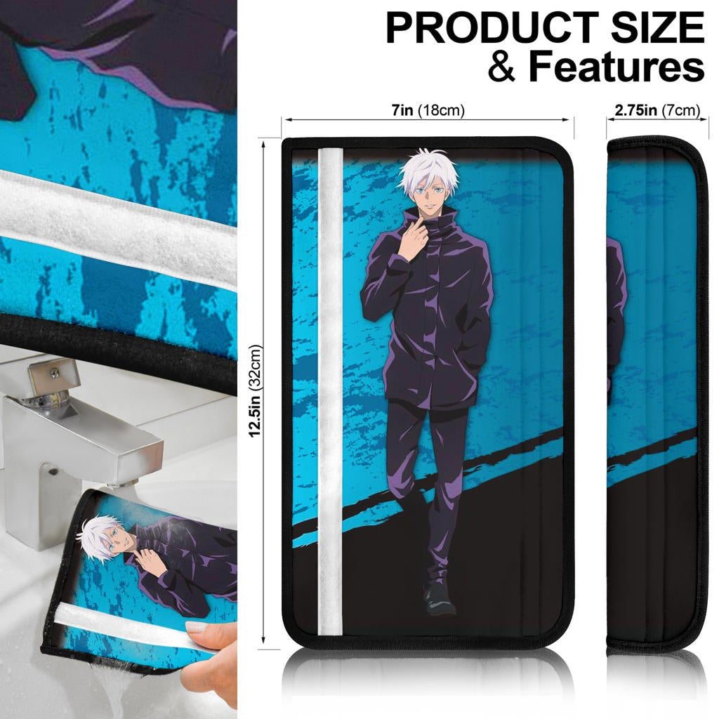Jujutsu Kaisen Anime Seat Belt Covers - Cool Satoru And Megumi Runaway Walking Belt Covers