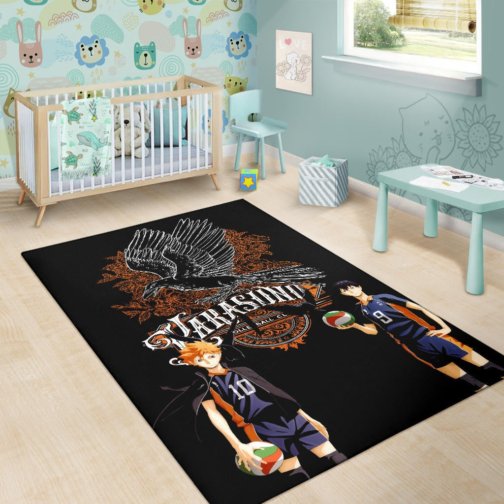 Haikyuu Anime Area Rug - Kageyama And Hinata Volleyball Club Raven Shadow Rugs Home Decor