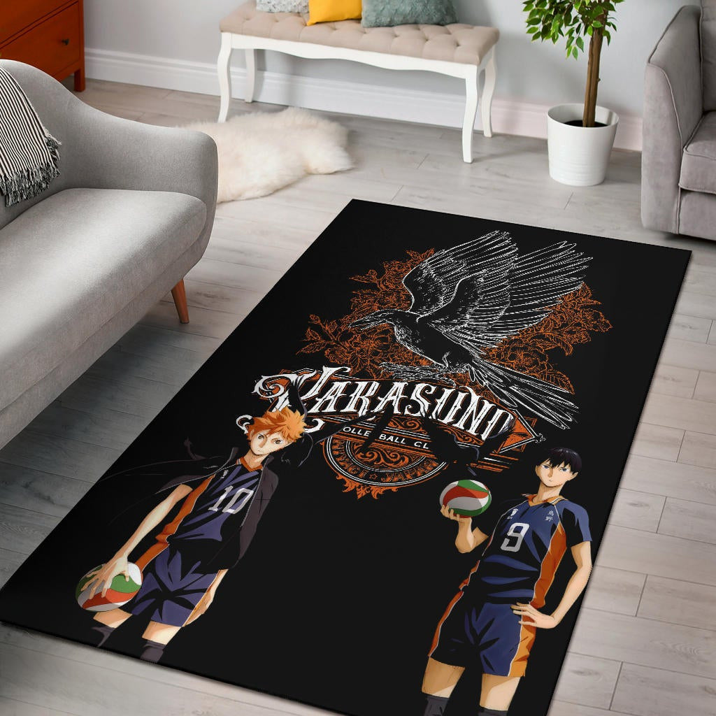 Haikyuu Anime Area Rug - Kageyama And Hinata Volleyball Club Raven Shadow Rugs Home Decor