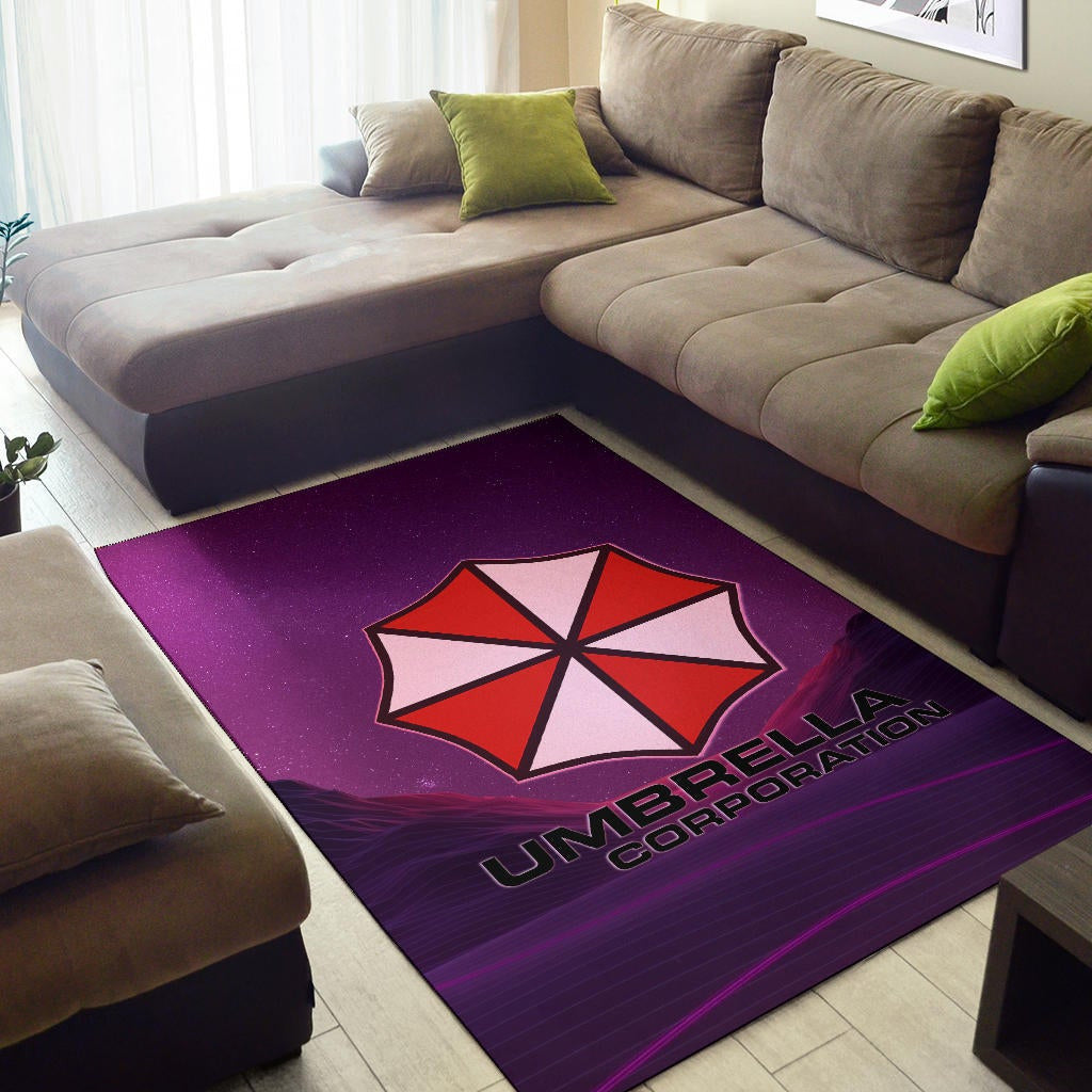 Resident Evil Game Area Rug - Umbrella Corp Symbol Retro Galaxy Wave Rugs Home Decor