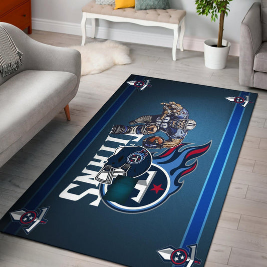 Tennessee Titans American Football Team Area Rug Muscle Player Grab Rugby And Running Flaming Ball Rugs Home Decor