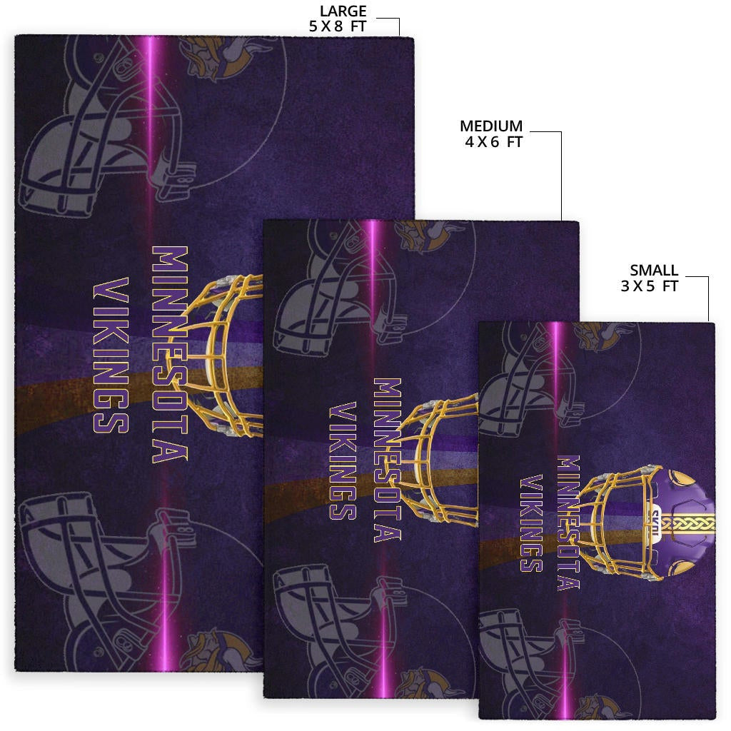 Minnesota Vikings American Football Team Area Rug Cool Purple Helmet Pink Neon Line Rugs Home Decor