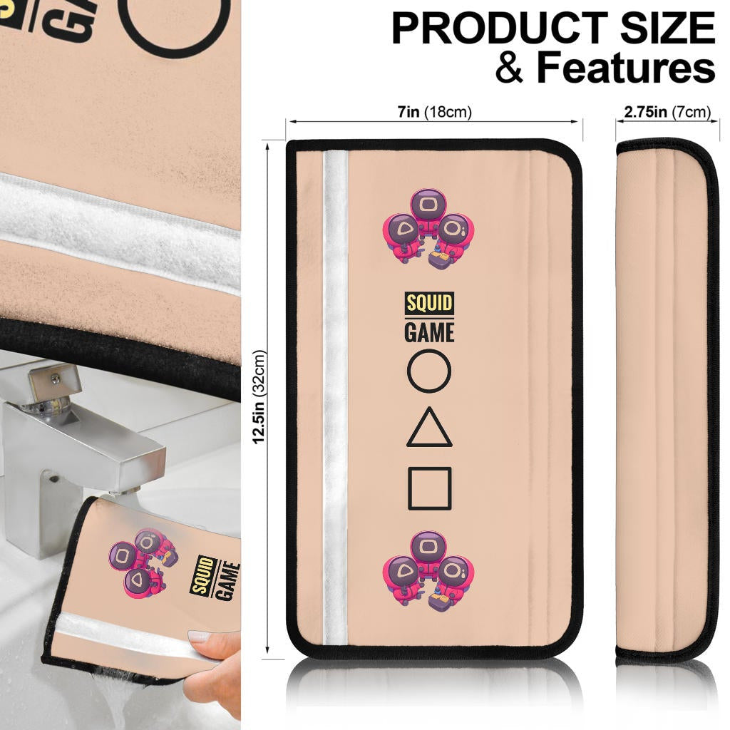 Squid Game Movie Seat Belt Covers Cute Chibi Round Triangle Square Worker Making Contact Card Belt Covers