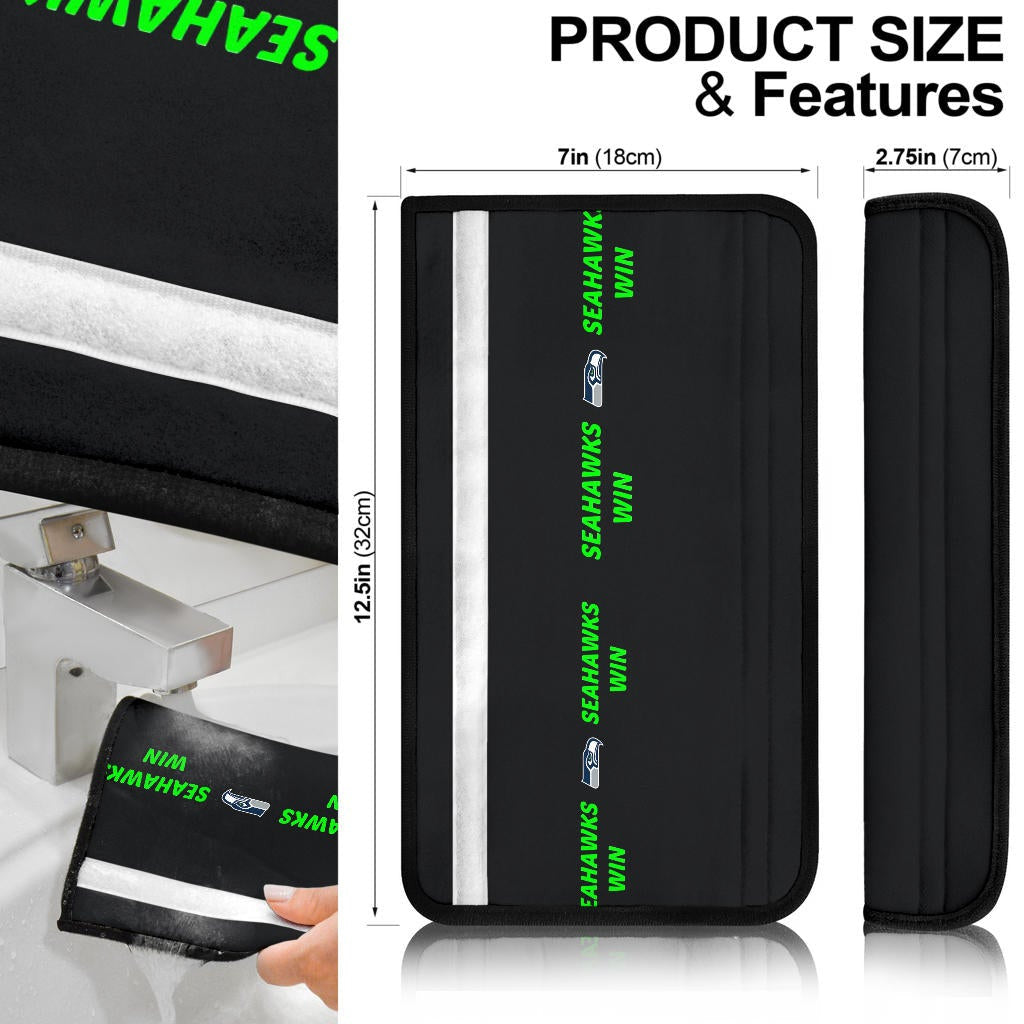 American Football Team Seat Belt Covers - Seattle Seahawks Win Text Patterns Belt Covers