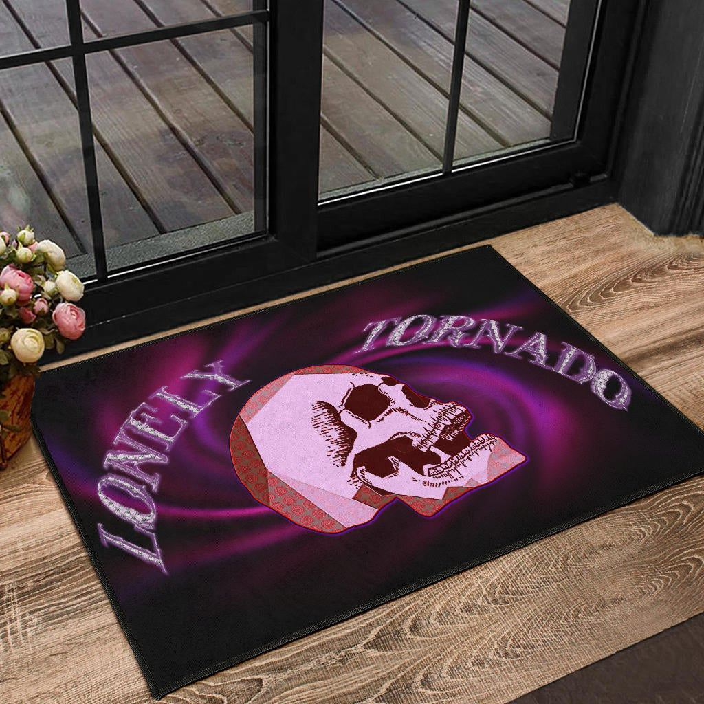 Valentine Door Mat - Skull Red Rose Patterns Lonely Tornando Purple Spiral Door Mat Home Decor