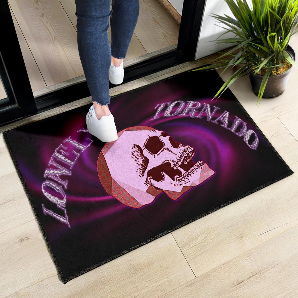 Valentine Door Mat - Skull Red Rose Patterns Lonely Tornando Purple Spiral Door Mat Home Decor
