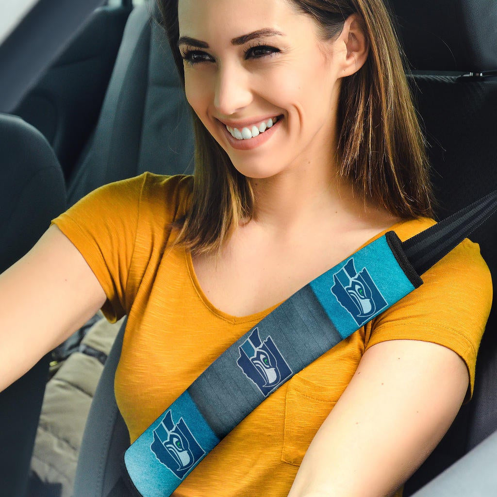 American Football Team Seat Belt Covers - Seattle Seahawks On Blue Ocean Belt Covers