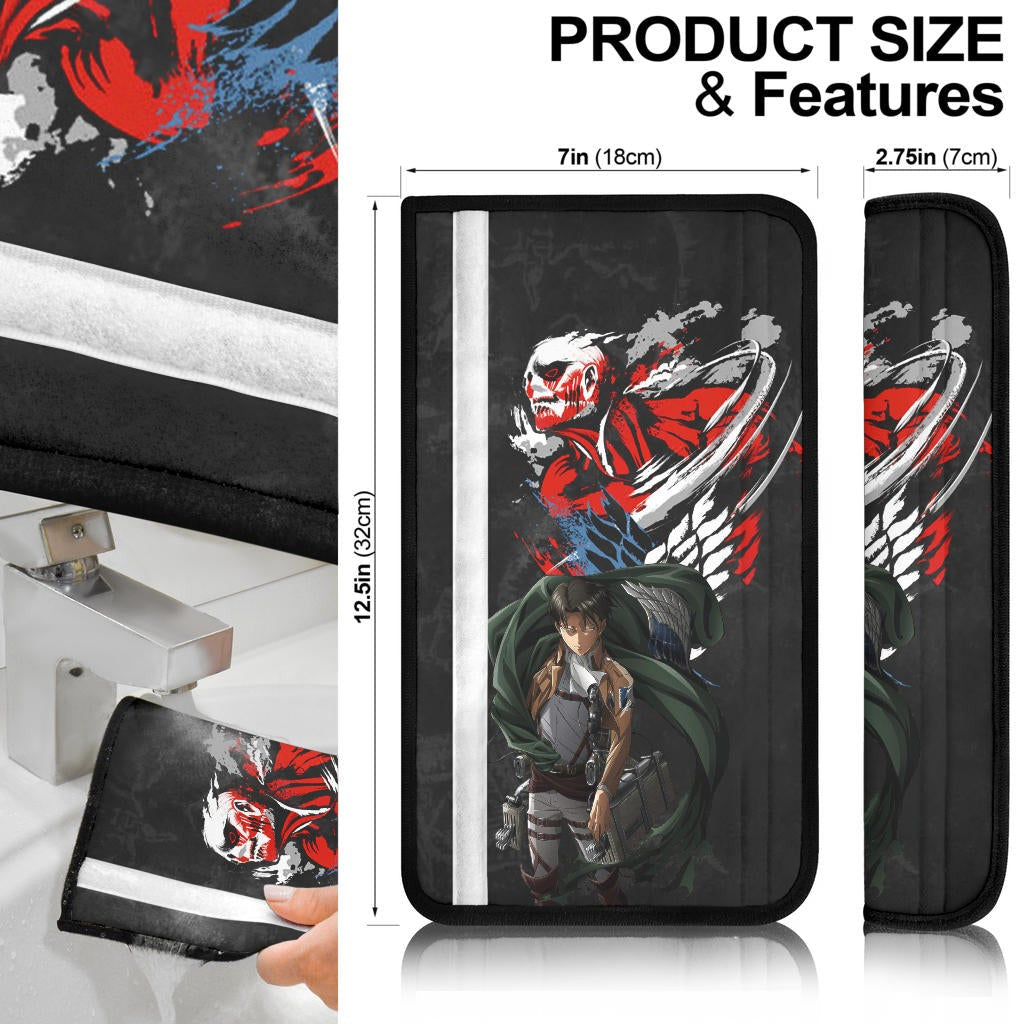 Attack On Titan Anime Seat Belt Covers - Levi Colossal Titan Transformer Metal AOT Corps Belt Covers